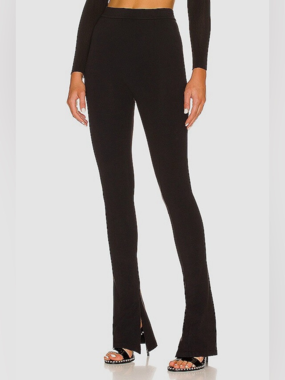 EB Denim Black Split-Hem Leggings